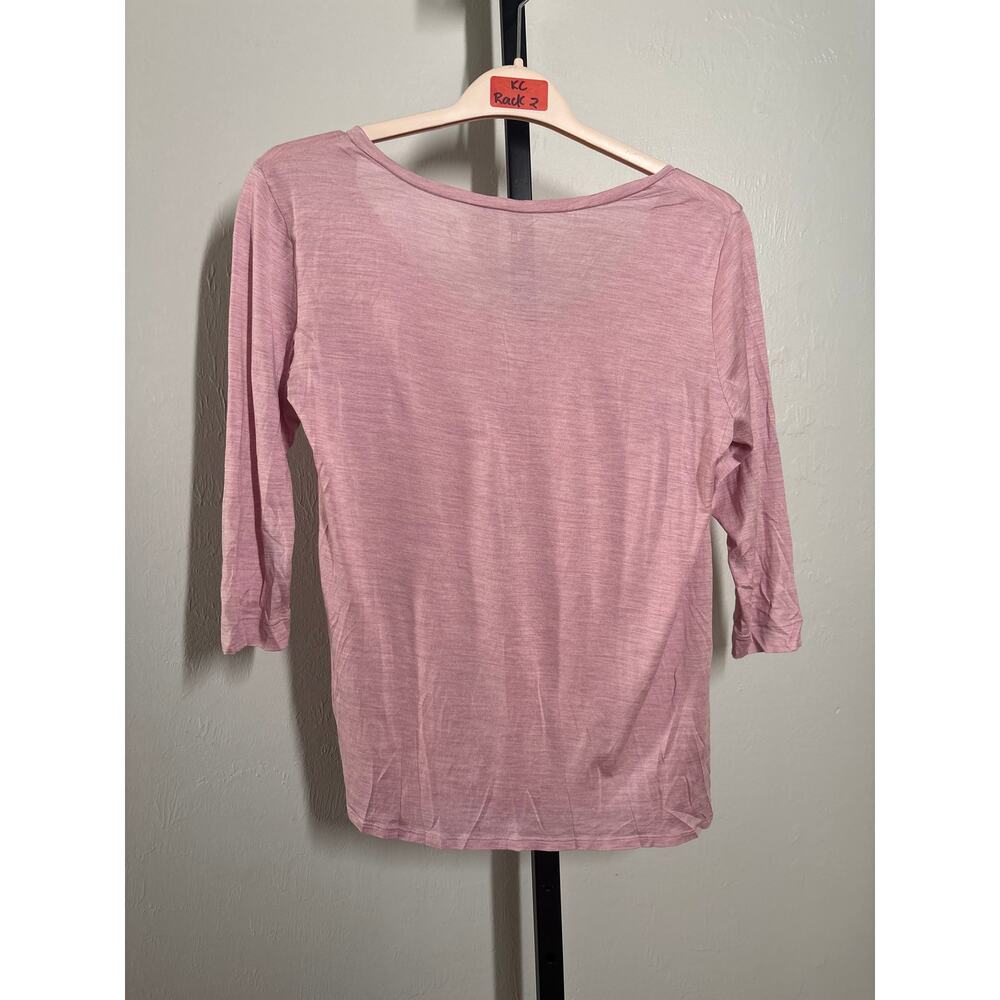 Eileen Fisher Silk Cotton Tee Womens Small Pink Sheer 3/4 Sleeve Lightweight - Picture 3 of 7
